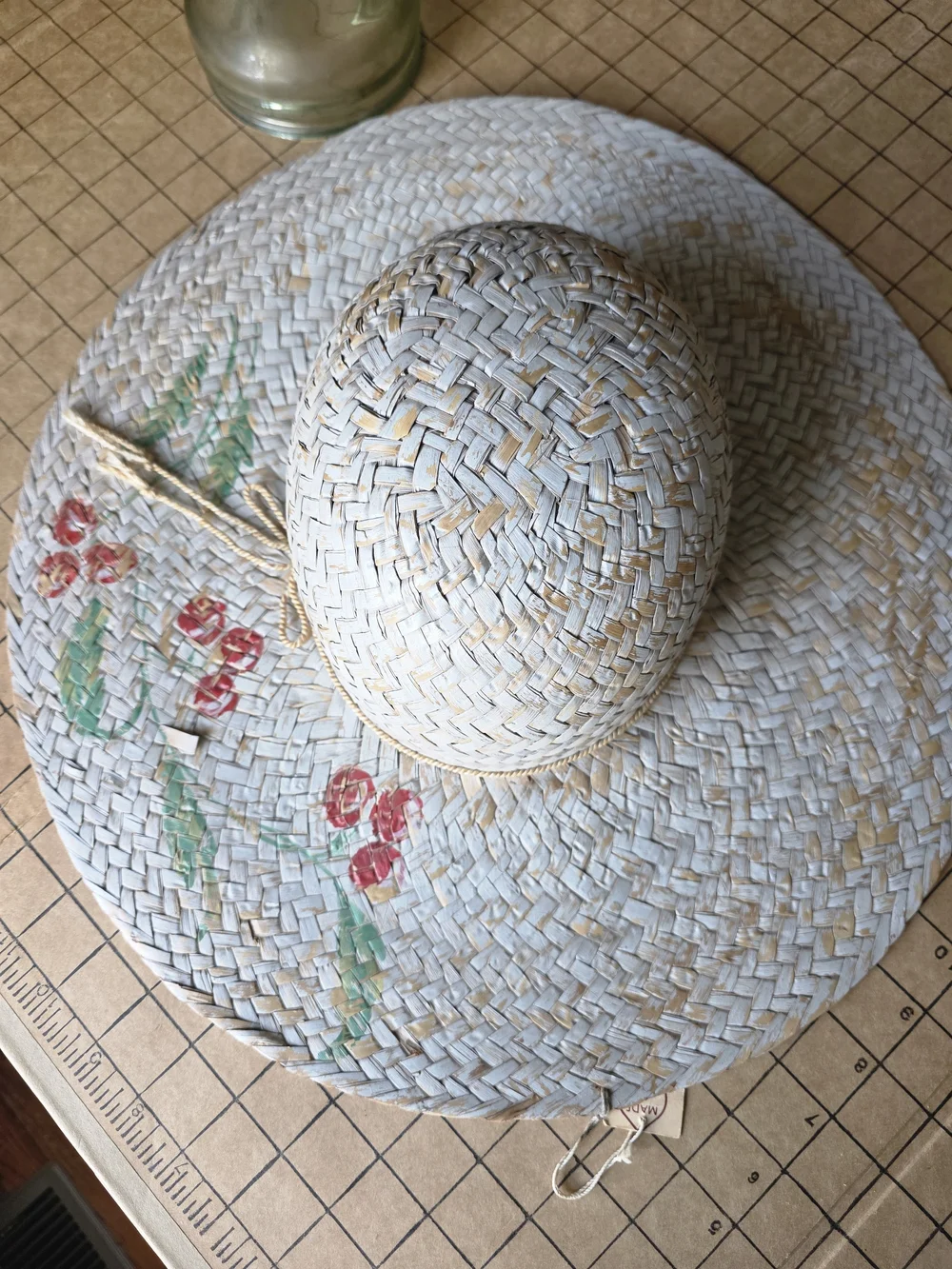 ABO Bravo NWT Hand‑Painted Straw Sun Hat Floral Wide Brim Boho Cottagecore - Picture 13 of 14